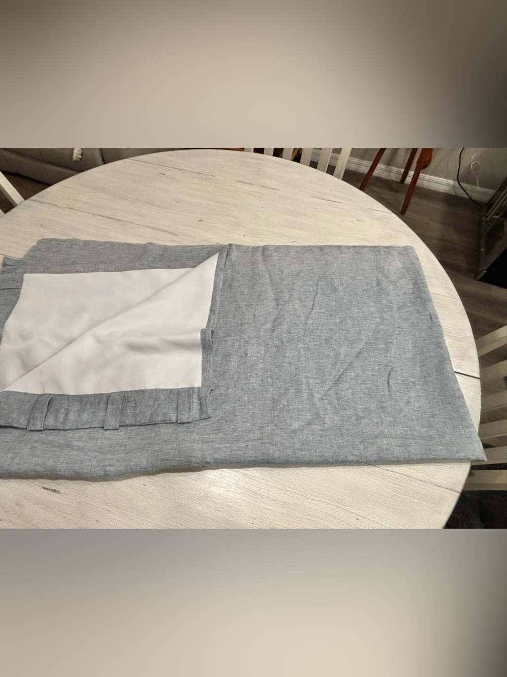 POTTERY BARN Chambray Blue ONE Belgian Linen EMERSON Blackout Curtain 50” X 96”.